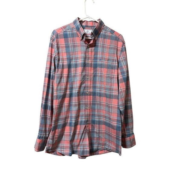 Southern Tide Coastal Passage Shirt Men's Button Up‎ Size M Plaid Salmon Preppy - Picture 1 of 14